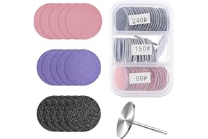 TELOOCO Discos de Lijado para Pedicura, 60 Piezas Discos de Lijado para Uñas con Metal Taladro para uñas 25mm Repuesto Cabezal de Accesorio para Cortaúñas Pedicura con Caja de Almacenamiento
