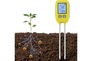WingFly Testeur de sol 4 en 1 NPK - Instrument de mesure du sol P/N/K - Détecteur d'oligo-éléments - Testeur précis et réutilisable pour l'azote, le phosphore, le potassium et la température du sol