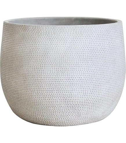 Olly & Rose Extra grote mat witte plantenpot met hardhouten poten