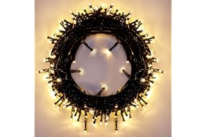EPESL Luce di Natale 120 LEDs 15m Stringa Luci, Interno da Esterno Funzione di Memoria con 8 Modalità Estensibile Natalizie Catene Luminose Decorazione per Alberi Halloween Festa Nozze - Bianco Caldo