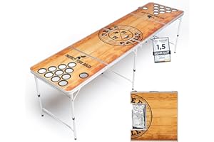 BeerBaller® Wood 'n' Ice Beer Pong Table | Scomparto di Raffreddamento e portabicchieri integrati | Tavolo da Beer Pong Pieghevole con portapalline e 6 Palline da Beer Pong | Gioco da Bere