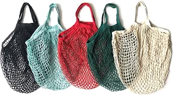 Fayemint 5 Pezzi Borse per Spesa in Rete di Cotone, Borsa in Rete di Cotone  Riutilizzabile, Rete di Cotone Lavabile, per Viaggi, Campeggio, Picnic,  Shopping, Stoccaggio : Amazon.it: Casa e cucina