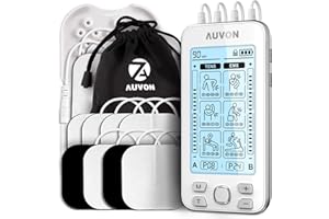 AUVON 4 Outputs TENS Machine for Pain Relief, TENS EMS Muscle Stimulator with 24 Modes, 2" and 2"x4" TENS Electrodes Pads