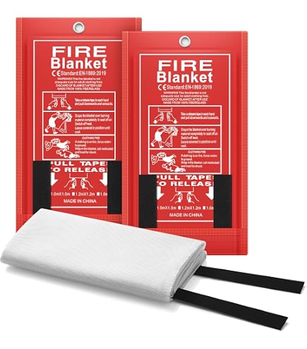 SecuCaptain Lot De 2 Couvertures Anti-feu D'urgence En Fibre De Verre Pour La Maison Et La Cuisine Couvertures Anti Flammes En Fibre De Verre Pour Maison Camping Voiture Bureau Entrepot
