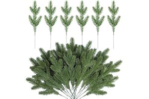 Homcomodar Sztuczne gałęzie sosny 50 szt. Picks choinkowe Zielone rośliny Igły sosnowe do DIY girlandy wieńca Dekoracji bożonarodzeniowej i dekoracji domu i ogrodu