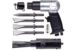 TC TECHNIC TECHNIC AT-8039DA Martillo Neumático con Escalador de Agujas y 3 Cinceles Forma de Pistola Vaso de Cincel Redondo 19 Agujas de 18 cm de Diámetro Velocidad de Trabajo 4500 rpm