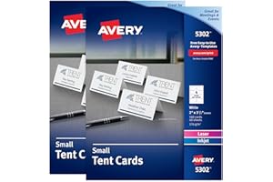 AVERY Tarjetas pequeñas imprimibles para tienda de campaña, 2 x 3.5 pulgadas, impresión a dos caras, blanco mate, paquete de 2, 320 tarjetas en total (5812)
