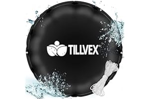 tillvex® Cojín de Piscina de Invierno XXL Con Kit de Reparación, Válvula de Seguridad y Doble Costura (500 cm, Negro)
