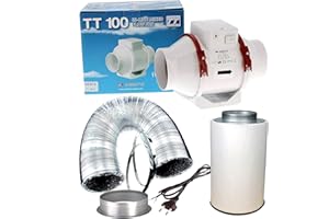 SUPACROP Belüftungsset, 100 mm, 125 mm, 150 mm, für Kulturraum, mit Abluftventilator und Aktivkohlefilter