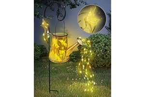 2024 Newest Watering Can Solar Lights Outdoor Garden with Fairy, Lulizar IP65 Garden Ornaments Outdoor Light Solar Powered Led Fairy Art Decorative Garden Lamp for Yard Pathway Patio Garden Decoration