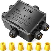 PEBA IP68 Waterproof Junction Boxes, Waterproof Cable Connector, 6-Way Outdoor Cable Connector Junction Box, Suitable for Cab