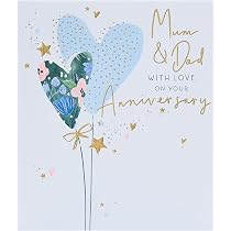 Paperlink 'Mum And Dad' Anniversary Karte - Kaninchen-Design Mit Goldfolie
