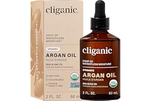 Cliganic Organic Argan Oil, 100% Pure | Moroccan Argan Oil for Hair, Face & Skin | Natural Cold Pressed Carrier Oil - Certified Organic