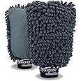 SOFTSPUN Microfiber Single Side Chenille Mitt, 2 Piece Set 1700 GSM Grey! Multi-Purpose Super Absorbent and Perfect Wash Clean with Lint-Scratch Free Home, Kitchen, Window, Dusting!
