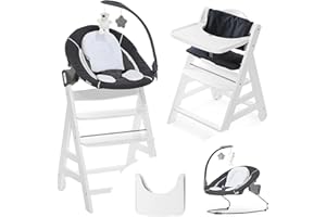 Hauck Seggiolone Pappa Beta Plus Newborn Deluxe - Seggiolone Evolutivo con Sdraietta Dondolo Neonati Regolabile - Sedia Bambini con Cuscino e Vassoio - Bianco