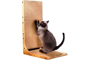 ZQEJEFD Griffoir pour chat - 70 cm de haut - Carton en forme de L - Haute densité - Résistant à l'usure - Avec jouet pour chat - Pour mur et coin - Grand