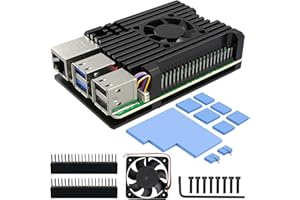 Miuzei Aluminium Gehäuse für Raspberry Pi 5 mit Lüfter Kühlung,Metal Shell Passive Kühlung und PWM Leiser Fan kühlkörper mit Heatsink Wärmeableitung,kühler Case für Raspberry Pi 5 8GB/4GB,Schwarz