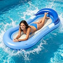 SLOOSH Matelas Gonflable Pour Adultes – Transat De Piscine Motif Feuilles Tropicales – Dossier Réglable, Porte-Gobelets Et Support Téléphone