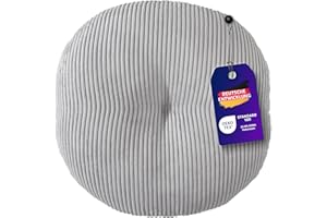 Traumnacht Cozy Bodenkissen aus gemütlichem Cord-Bezug, steingrau, rund mit 60cm Durchmesser und Circa 18-19cm hoch, 1.180g Füllgewicht, produziert nach deutschem Qualitätsstandard