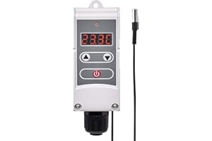 EMOS Mounts Remote Sensor, Switching Sensitivity and Digital Display/Pipe Insertion Thermostat Adjustment Range 5 °C to 90 °C, Grey/White, 45 x 45 x 130 mm
