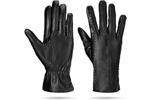 FRIUSATE Ladies Leather Gloves Women Fleece Lined Gloves Full Touch Screen Ladies Winter Mittens For Driving Bicycling Walking Shopping