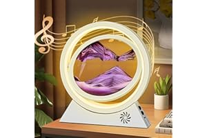 BuzzoXerex Pittura di Sabbia Che Scorre, Sabbia in Movimento 3D con Bluetooth con Luce a LED Sabbia Dinamica per Decorazioni la Casa l'ufficio (Bianco-Viola)