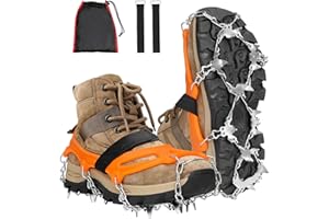 ESMART Crampones Ligeros, 26 Dientes de Acero Inoxidable Crampones Hielo Antideslizantes, Raquetas de Nieve para Actividades al Aire Libre: Senderismo, Camping, Caminata, Pesca y Uso Diaria