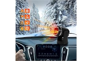 ASOOLL C3 Upgraded Portable Car Heater, 24V 200W, Car Windshield Defogger, 2 in 1 Heating Fan/Cooling Fan with Air Purification, Plug into Cigarette Lighter, Fit for Car（Black）