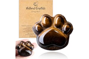 QINJIEJIE Tigers Eye CrystalCat Paw Worry Stone Healing Crystals Anxiety Relief for Adults Birthday Christmas Stocking Fillers Gifts Memorial Unique Gift for Women 1.5"