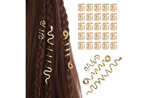 GRASSLANDY Zopfschmuck - Piraten Haar-Accessoires: Spiral-Haarspangen, Ringe-Zöpfe, Verstellbare Damen & Herren, 28 Stück