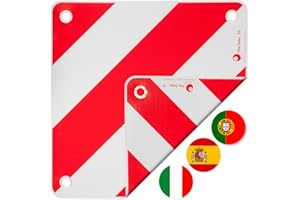 valonic placa v20 homologada - 3en1 para Italia, España y Portugal - 50x50cm, reflectante, para autocaravana, caravana, portabicicletas, portabicicletas trasero