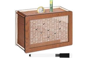 Axinyijia Caja de Ahorro con Mostrador, Hucha de Madera Reutilizable, Money Box Hucha 1000 2000 3000 5000 10000 Euros, Caja de Ahorro para Niños Adultos (10000€)