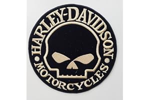 GENERICO Patch Toppa Piccola per petto Teschio e scritta Skull Harley Davidson per Bikers Color oro