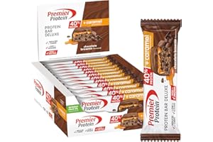 Premier Protein Bar Deluxe Chocolate Brownie 12x50g - Alto contenido en proteínas Bajo contenido en azúcares + Reducido en hidratos de carbono + Sin aceite de palma