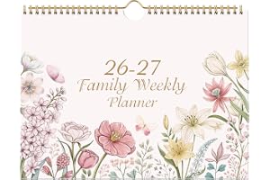 Familjekalender 2026-2027 från aug 2026-juli 2027, blommig, 32x23 cm