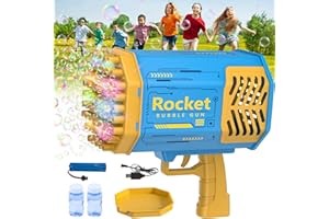LAYPUNY Pistola Bolle Di Sapone, 69 Fori Spara Bolle Di Sapone Automatico 12000+Bolle/Minuto, Macchina Bolle Sapone Bambini, Regalo Per La Festa Compleanno matrimonio Giocattoli A Sparabolle - Blu
