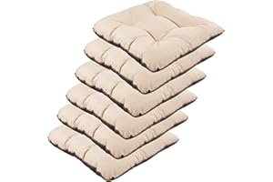 ‎SUPERKISSEN24. SuperKissen24. Stuhlkissen Outdoor - Sitzkissen für Stühle 6er Set 45x45 cm - Outdoor Kissen Wetterfest mit Füllung - Beige Leinen