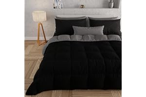 PETTI Artigiani Italiani - Trapunta Matrimoniale Maxi Invernale, Piumone Matrimoniale Maxi, Tinta Unita Double Face Nero 100% Made in Italy