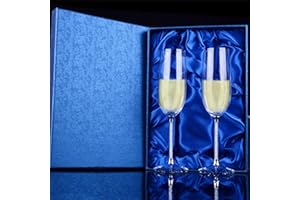 HAMON Bicchieri Champagne Flute Cristallo, 2 Bicchieri da Champagne Bicchieri da Vino Bicchieri da Champagne da 220 ml per Matrimonio Compleanno Fidanzamento Sposa Sposo
