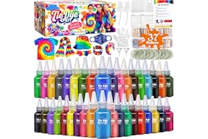 ZLPBAO Zestaw barwnika do krawata – 37 kolorowych zestawów barwiÄ…cych do prac rÄ™cznych do prac rÄ™cznych – wszystko w 1 – DIY All-in-One Tie Dye Kit dla dzieci i dorosÅ‚ych