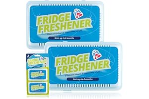 HOVUK Fridge Freshener 2 Pack Odour Absorber for Refrigerators up to 200L, Deodoriser Remover with Carbon Crystals, Long Lasting Air Freshener for 6 Months, Kitchen & Lunch Bags