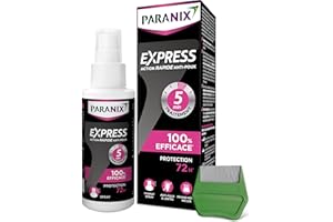 Paranix Spray Express 5 minutes - Lotion Spray Anti-Poux et Lentes 100% efficace : traite et protège – 100 ml – Peigne fin en métal inclus