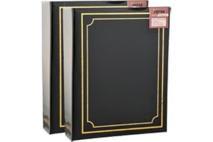 Arpan Photo Album 6x4" 10x15cm for 200 Photos Slip In – Pack of 2 Padded Slip In Photo Albums | Photo Albums 6x4 200 Photos Slip In | Arpan Album & Photos Album with CD Pocket – Black Padded Cover