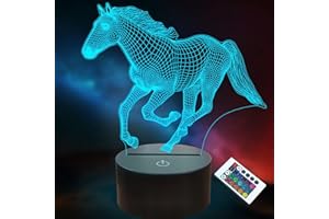 ‎LIGHTZZ Lightzz 3D Pferdelampe für Kinder Mädchen Jungen Pferdeliebhaber Geschenke, 16 Farben Fernbedienung LED Illusion Tier Nachtlicht für Home Office Dekoration Geschenke