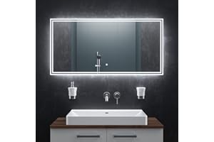 ‎BR BRINGER BR Bringer LED Badspiegel - 120x60 cm - Badezimmerspiegel mit Beleuchtung und Anti-Beschlag Funktion - Dimmbar, Energiesparend, 3 Lichtfarben, Touch-Schalter und Speicherfunktion (Modell: BRS107)