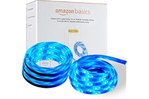 Amazon Basics Smart LED Light Strip 10m, RGB & Tunable White, Works with Alexa Only, Multicolor