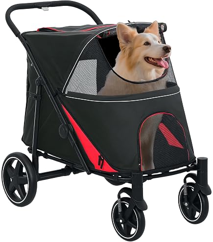 Carrello Per Cani PAWHUT Passeggino Cani Pieghevole 3 Ruote Con Freno E Cestino 143550845 - 6