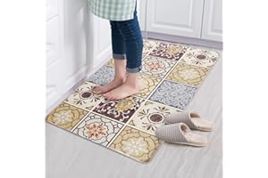SXUAN Alfombra Cocina 77x44cm, Alfombra Cocina Lavable Antideslizante, Alfombra de Cocina, Baño, Sala de Estar, Superficie de PVC y Respaldo de Goma