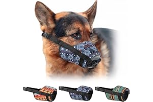 MUROM Pattern Dog Muzzle for Small Medium Large Dogs Puppy Print Adjustable Breathable Pet Muzzles Anti Barking Biting Mouth Cover (Aztec, M/L)