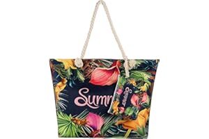 Glovios Sac de Plage Femme XXL, Grand Sac de Plage avec Fermeture à Glissière pour Les Achats Voyages